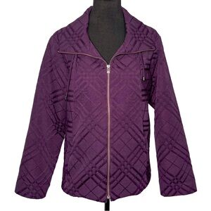 Chico’s Purple Textured Jacket XL (3) Lined Zip Front Old Money Minimalist Class